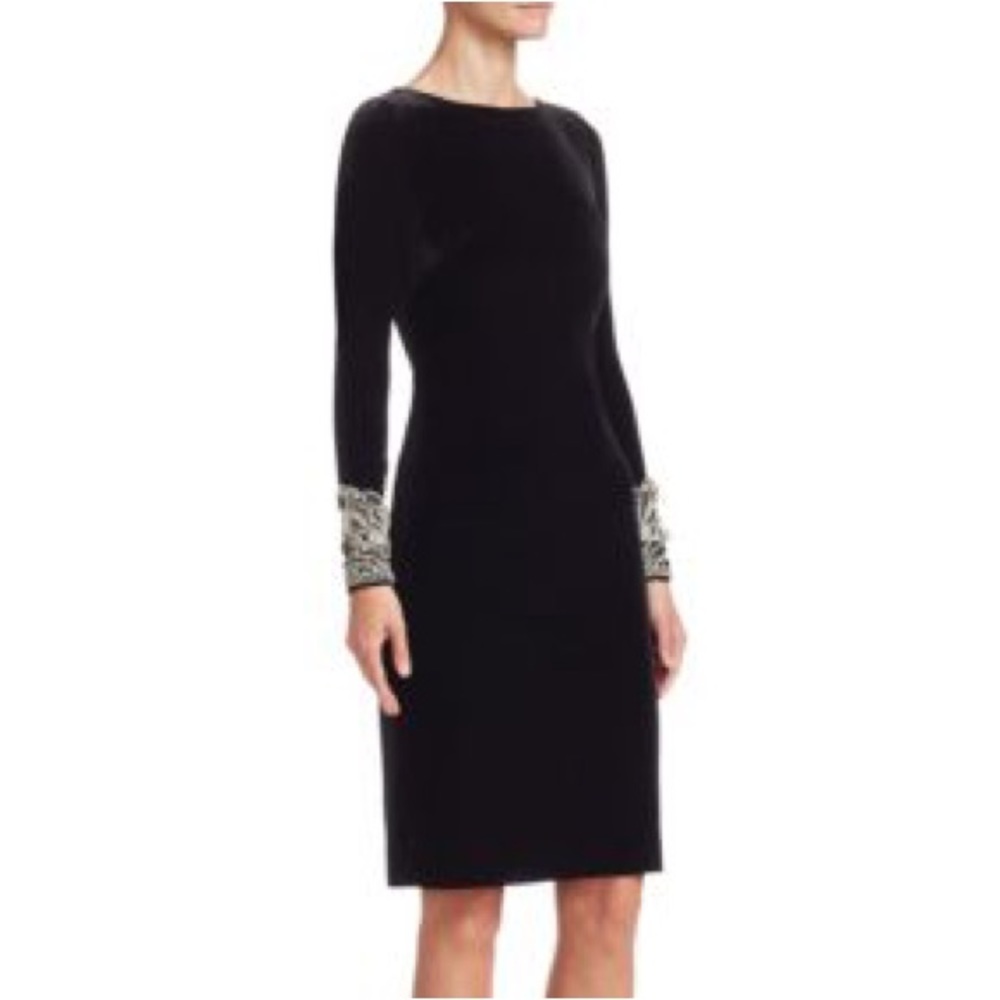 Badgley Mischka Pearl-Cuff Velvet Heath dress NWT size 16